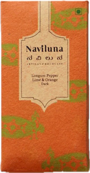 Naviluna 72% Longum Pepper Lime & Orange Bean-to-Bar Dark Chocolate Bar