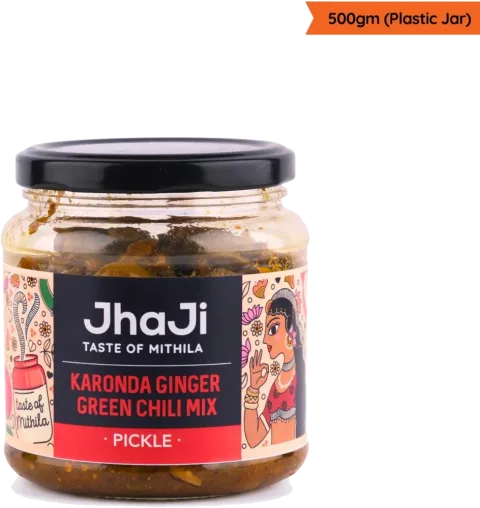 JhaJi Store Karonda Ginger Green Chili Mix Pickle
